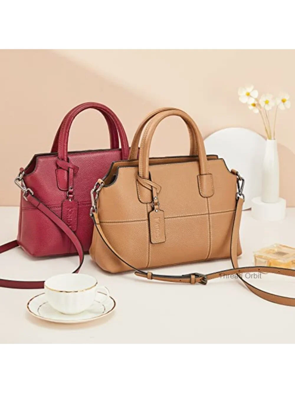 Medium Leather Hobo Shoulder Crossbody Bag Soft Cowhide Handbag Purse